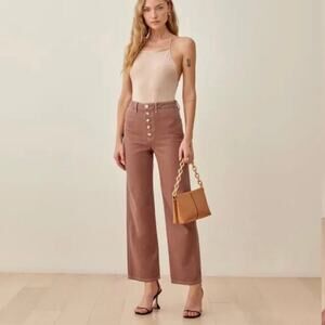 Reformation Lexi High Rise Wide Leg Jeans Rye Wash Colored Denim Pants size 24